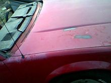 in this pic you can see were i have polished the old paint on the top of the fender with just rubbing comp.and the paint will be looking good again soon!
