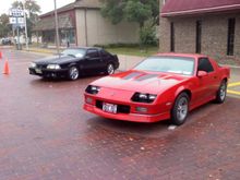 Here it is in my hometown car show along with my friend's 93 Cobra. Looks good, but needs a little more wow factor.