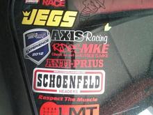 Reppin some companies on the window.