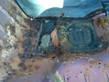 Started to strip the car and found lots of rust. This is a big spot on passenger floorboard