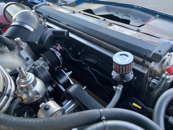 Please excuse the zip ties and upper radiator mount, I’m working on having an aluminum piece made.