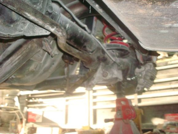 Rear brake line routing. It looks sloppy but the one on the other car was done the same way.