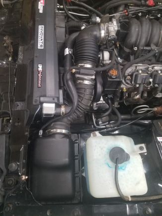 A little tight crossing upper radiator hose so I used a hose made for 04 dodge neon and it fits better offsetting towards radiator more and fits perfect no trimming