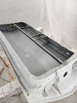 Interior side of door showing sub-structure that mounts interior door handle.