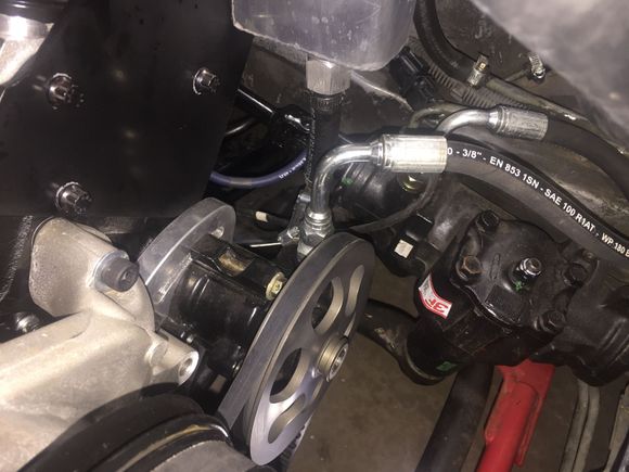 There are adapters from the pump to the hose ends because the pump uses a 16x1.5mm o-ring seal. You choose, 8AN or 10AN fitting for the hose, forgot what I used. You’ll also need a couple hose barb fittings for the tank unless you use AN suction and return lines. 