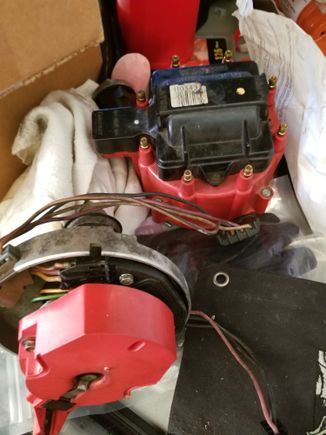 Distributor with Melonized gear for roller cam, MSD cap/rotor and Autozone coil
