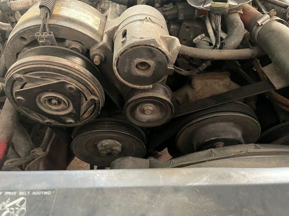 Yup just one single belt.  So I need an 88’ up water pump.