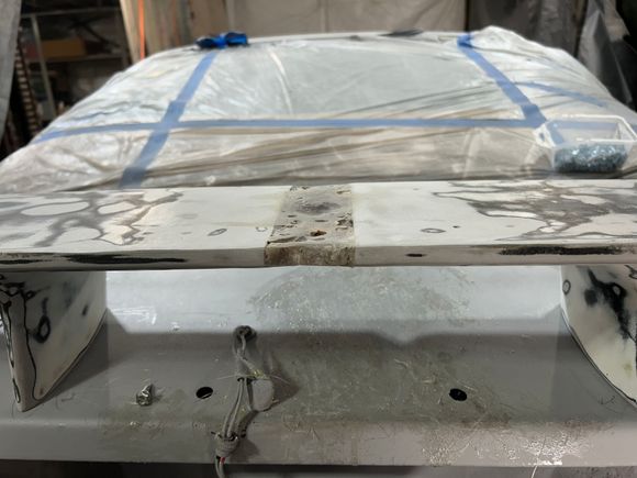 Second pouring of fiber glass resin and mesh from 3m
