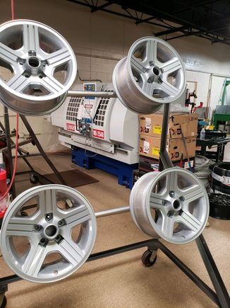 After AWS blasted them and powdercoated the entire wheel (before machining).