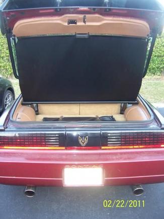 Open hatch with dual exhaust.