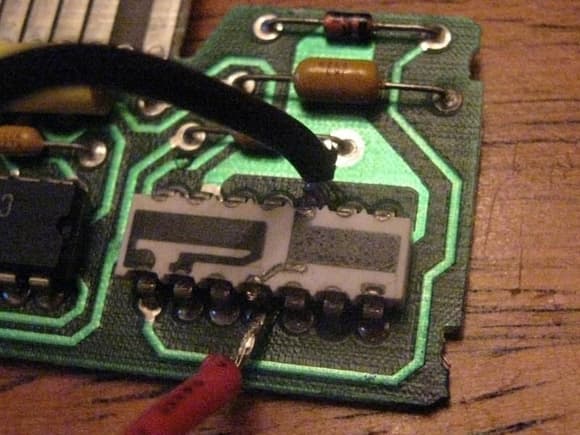 Solder test leads to pin 4 and 10