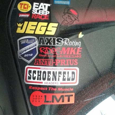 Reppin some companies on the window.