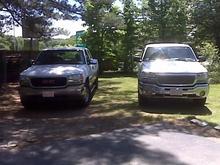 My dad's truck is on the left and it's an '01 1500 sierra, it rides extremely smooth. Mine's so much more fun though