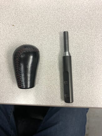 Had a machine student turn down this eBay shift lever to fit my Miata shift knob total cost $30 