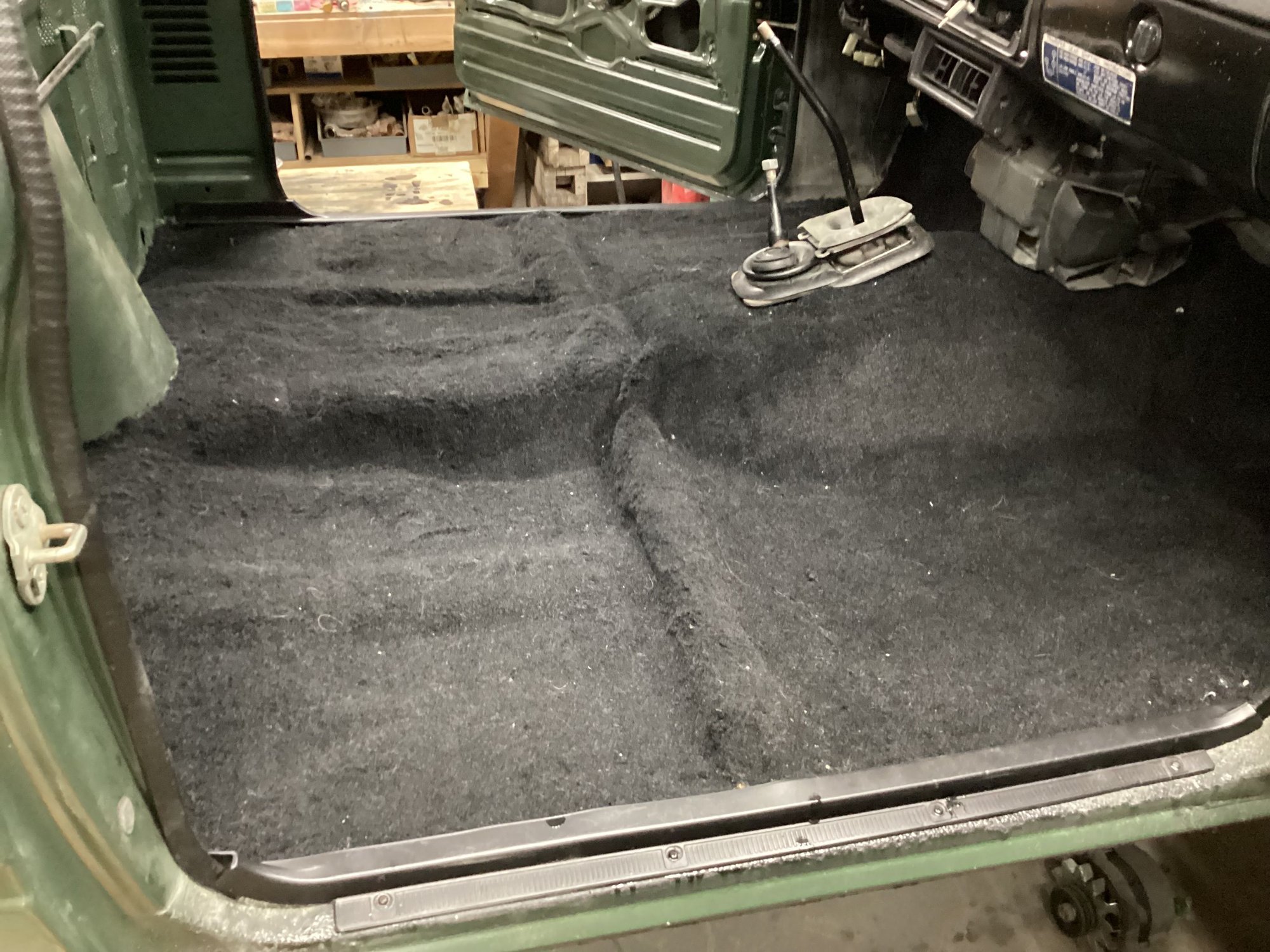 Hey Disco the carpet was oversized about 4� lengthwise and width wise. It went in fairly well with the only problem area being the wrinkle about 6� in front of the shifters. I think the console is going to cover that. 