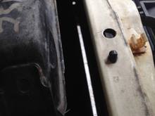 gap between the rad and the cross member
I usually stuff a 2" block of foam in here (i.e. AC weather strip) - It had that weather strip when new