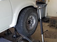 Full Stuff with 31"s  gets 1" of fender clearance and 11 " of wheel travel measured form tire to fender!