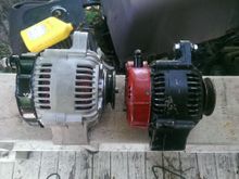 Jaguar xj6 alternator on left  OEM Toyota (denso) on the right