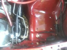 hopefully where my dual battery tray will go.....note the lowered power steering cooler to the left