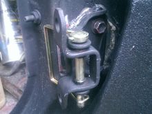 Hinges installed with 5/16" shaft Square security pin from Ace Hardware