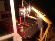 Getting Creative loading up the engine to take it into the shop