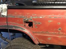 Found a spot of rust just above the fuel filler door so I cut that out and installed a small patch panel. 