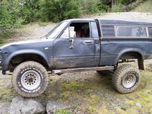 83 pickup right after I got it. 33's and 4.38's. When the tires were smaller and the body was straiter than it is now.