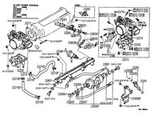 Fuel Injection Factory Toyota Layout including factory part numbers for an 1989 '89 4Runner and Truck or pickup with a 22RE 2.4L motor