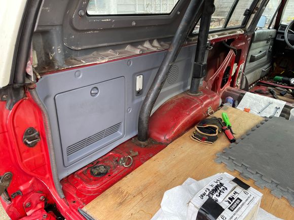 My son pulled and cleaned and painted the interior panels. May have to go darker on the gray.