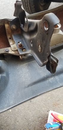So the bumper did take slight modifuing to go on. Cause of the intercooler but mainly the body lift. Unfortunately i do not have a after pic of what this bracket looked like whenni was done in order for to go on. But about 1/4" below each hole i drew a straight line and had to cut off a chunk of the bracket in order for it to get to its stock location.