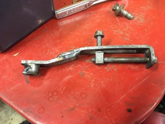 Modified alternator bracket to suck it in tighter to the block. before cleanup and powder coat.