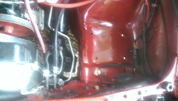 hopefully where my dual battery tray will go.....note the lowered power steering cooler to the left