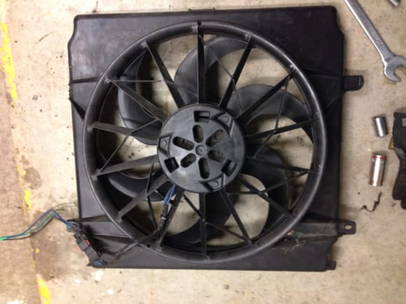 I have had this old fan laying around for a while. It's the solo cooling fan found on the Jeep Liberty 3.7L so it should do well to cool the 3.0. You can find them in the bone yards for about $35
