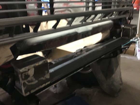 Angled view of mounting bracket. The two squares on either end look like something Gumby might draw up but they do get hidden by the bumper.