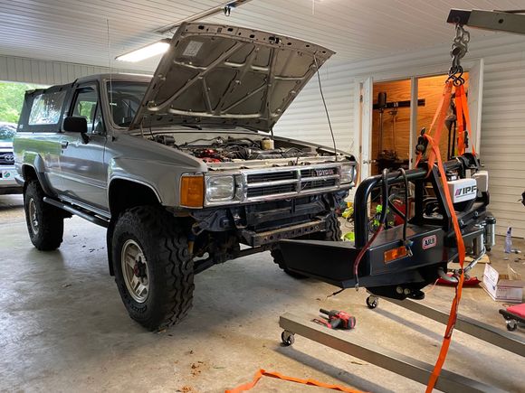 bumper removal made easy with engine hoist 
