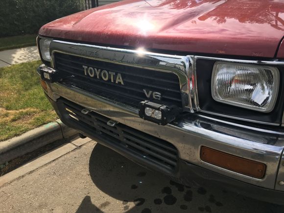 Drilled a couple holes in my bumper so I could mount my projector fogs lights as well