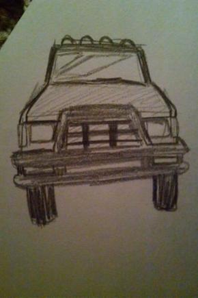 Little sketch my friend did of my truck :D