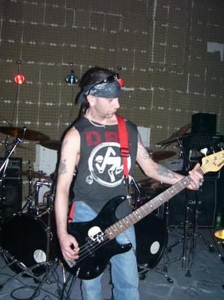 Rehearsing. When I played bass for &quot;Dream Device&quot; in late '08.