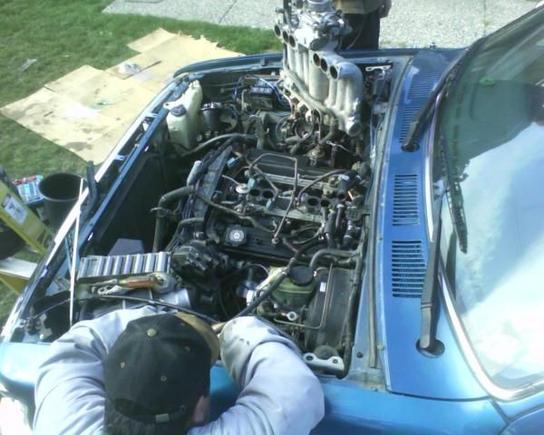 Me and my uncle taking out 3vze v6, The motor we are takin out i bought it with only 145K miles on it and then i messed it up.