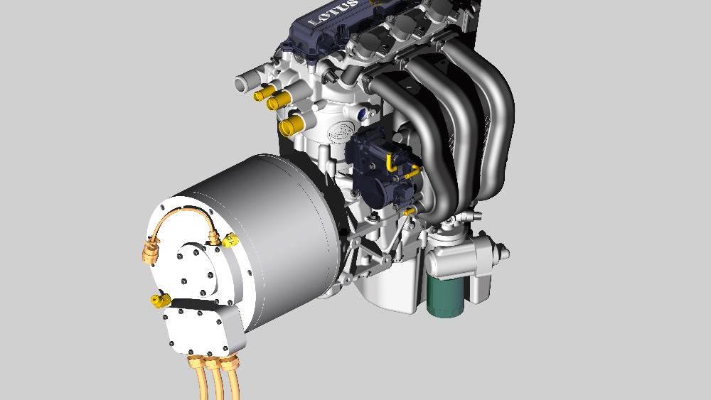 Lotus Range Extender 1.2-liter, three-cylinder engine and generator