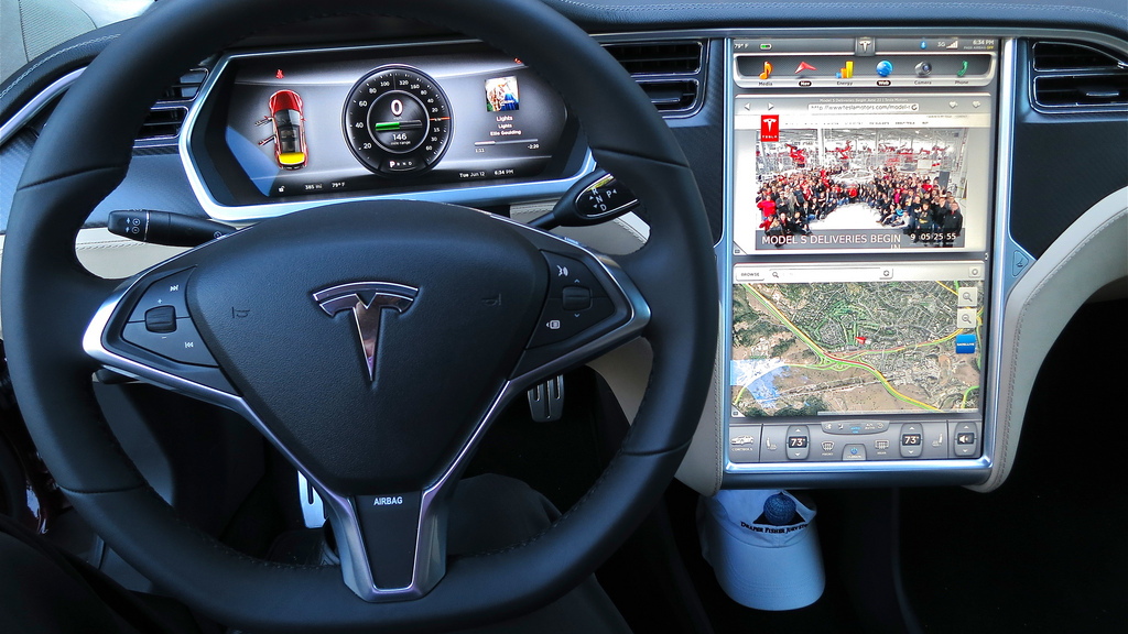 2012 Tesla Model S display screen [Photo: Flickr user jurvetson]
