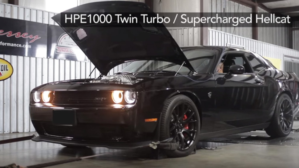 Hennessey Straps 1 032 Hp Twin Turbo Dodge Challenger Srt Hellcat To The Dyno