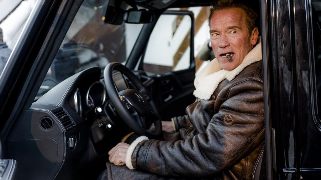 Arnold Schwarzenegger with Kreisel Mercedes-Benz G-Class electric conversion