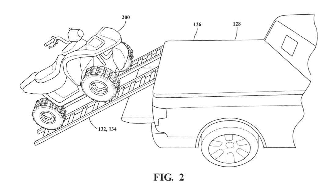 Toyota patent image for tonneau cover with integrated ramp system