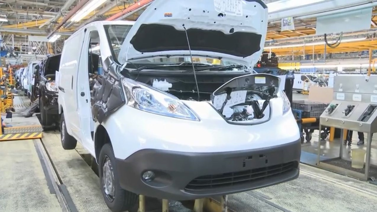 Nissan e-NV200 electric van on assembly line in Barcelona, Spain; production started in May 2014