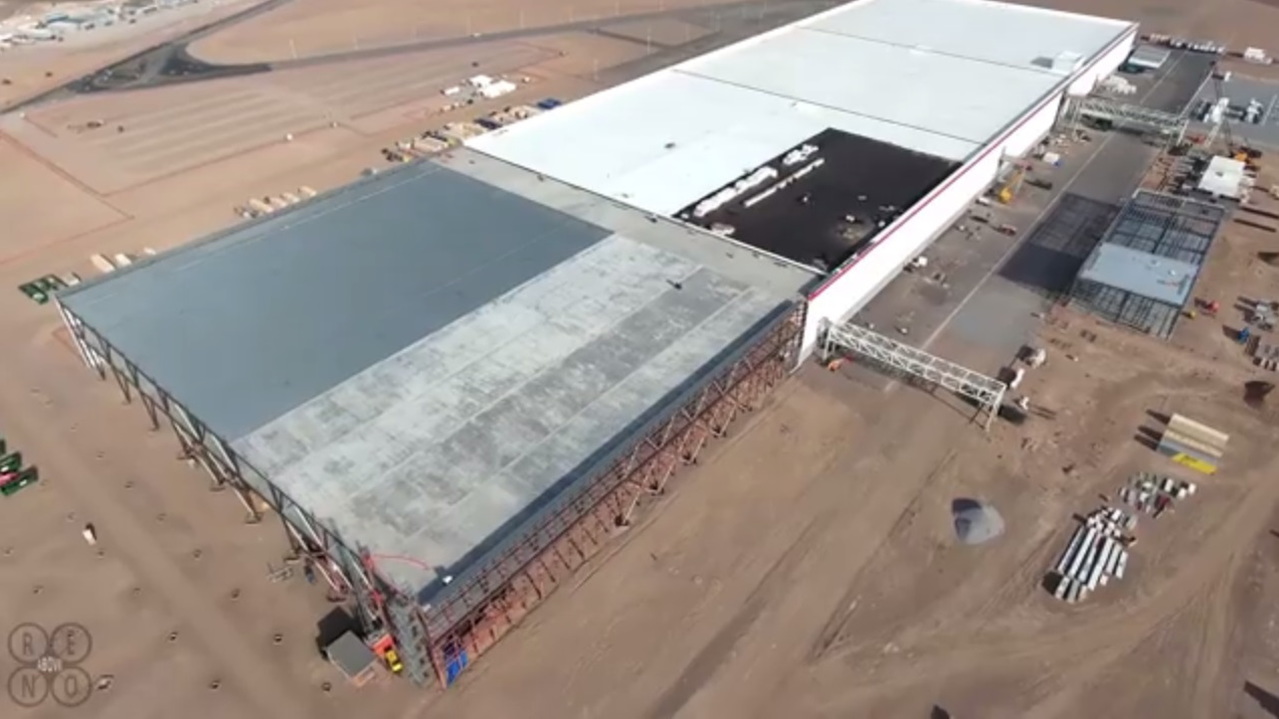 Tesla gigafactory, March 2016, shown in drone footage posted to YouTube by Above Reno