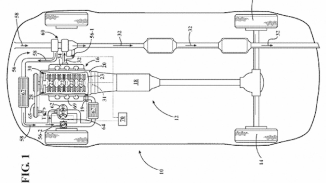GM patent for twin-charged high-compression hybrid powertrain