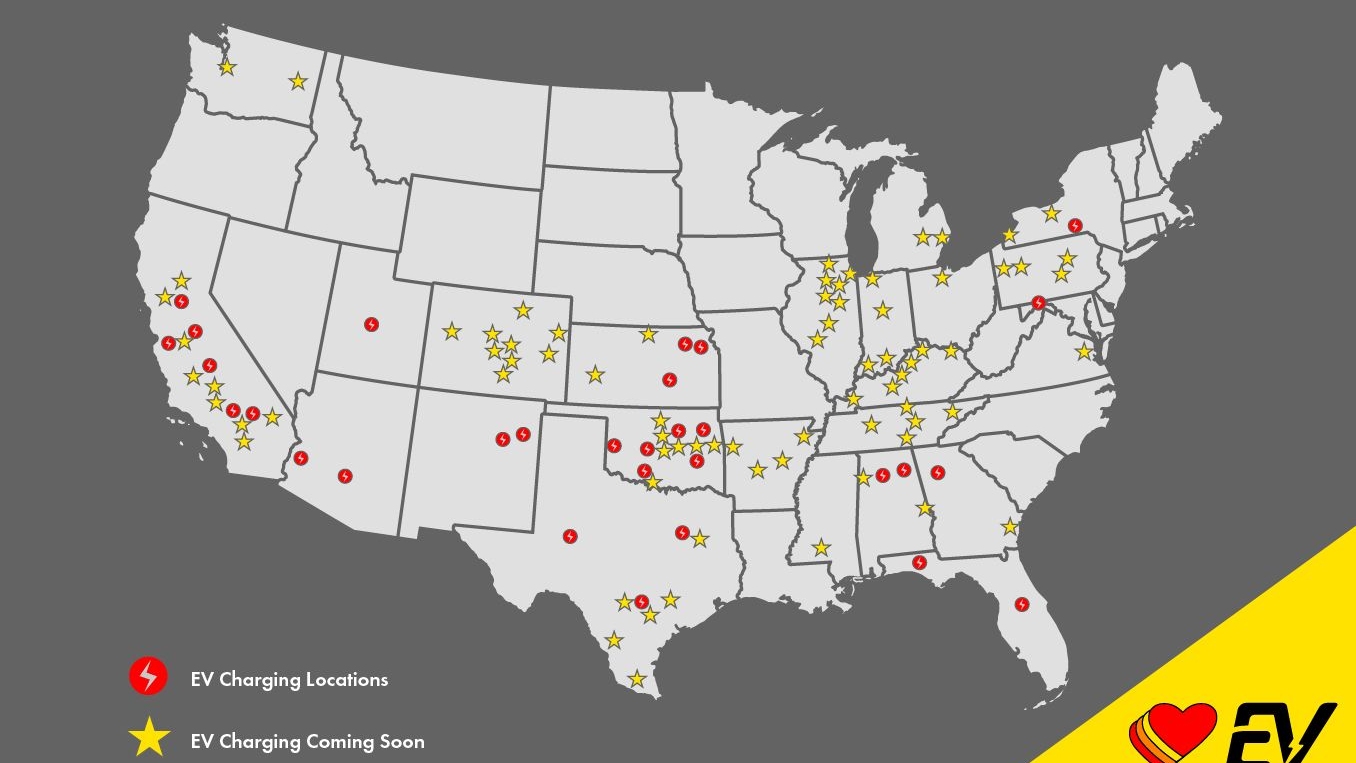 Love's Travel Stop EV charging station map, 2024