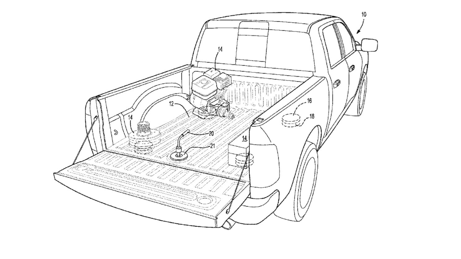 Ford magnetic pickup truck bed patent image