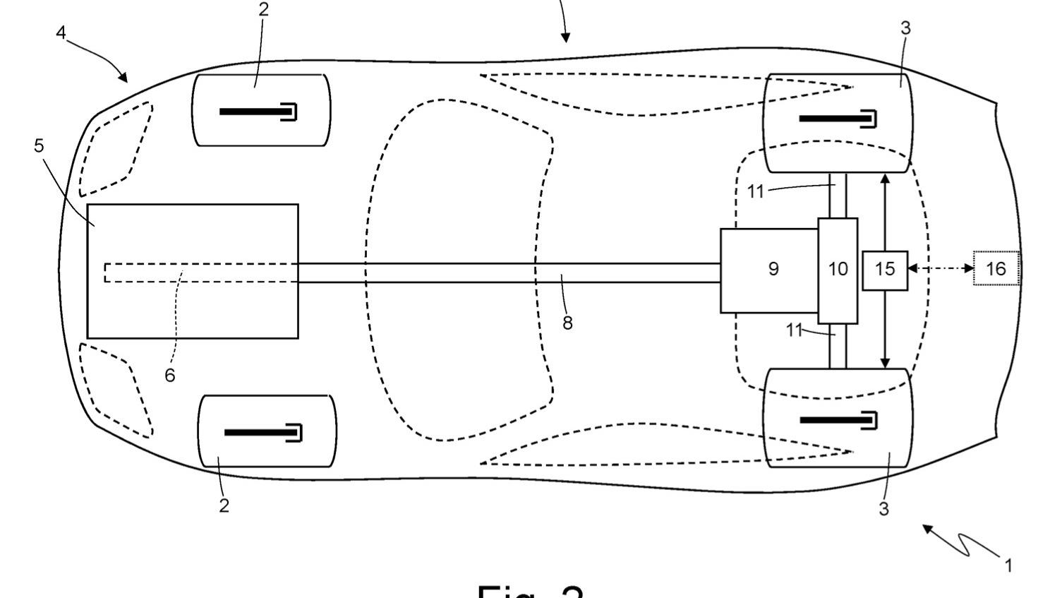 Ferrari rear-wheel steering system patent image